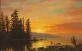 Albert Bierstadt, Sunset – Salt Lake, Oil on board