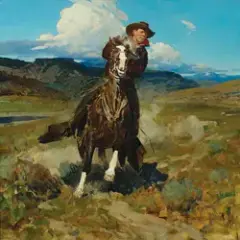 Frank Tenney Johnson, Smoke of a .45, Oil on canvas
