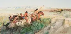 Pursuit by John Clymer, Oil on canvas, sold Apr 2019