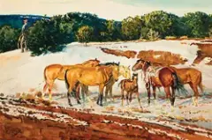 Robert Lougheed, At the Arroyo Hondo Cutoff, Watercolor