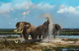 A Big Ol’ Bull and Askaris by Michael Coleman, Oil on canvas mounted on board, sold Apr 2019