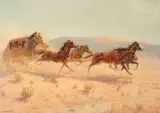 Olaf Wieghorst, Behind Schedule, Oil on canvas