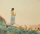 Navajo Shepherdess by Gerard Curtis Delano, Watercolor, sold Apr 2019