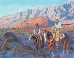 Buckeye Blake, Hunting Wild Cattle, Mixed Media