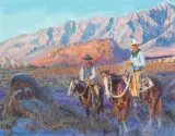 Buckeye Blake, Hunting Wild Cattle, Mixed Media