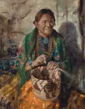 Jimmy Abeita, Hopi Basket Maker, Oil on canvas