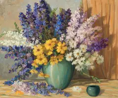 Ben Turner, Larkspur and Daisy, Oil on canvas