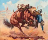 Corral Dust by Olaf Wieghorst, Oil on canvas, sold Jun 2020