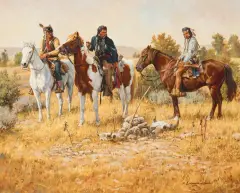 Steven Lang, The Sioux Fight Like Bulls, Oil on canvas