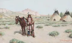John Hauser, Preparing for the Daily Ride, Gouache