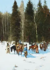 Richard Thomas, Backcountry Rendezvous, Oil on canvas