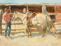 The Zebra Dunn, New Mexico Cowboy by Robert Lougheed, Oil on board, sold Jun 2020