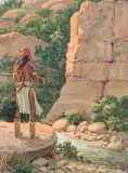 Joe Beeler, Guard at the Spring, Oil on canvas