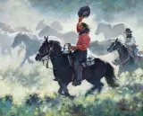 C. Michael, Mustang Roundup, Oil on board