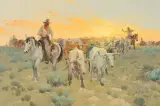 Robert Pummill, Turning the Bell Steer North, Oil on canvas