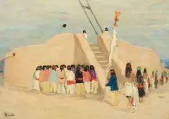 Grace Ravlin, Cochiti Corn Dancers, Oil on canvas
