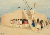 Grace Ravlin, Cochiti Corn Dancers, Oil on canvas