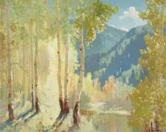 Fremont Ellis, Sunlight Through the Aspen Groves, Oil on board