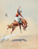 High, Wide and Handsome (Montana Show Rider), 1919 by Charles Marion Russell, Watercolor, Gouache and Pencil, offered Jun 2020
