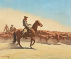 Maynard Dixon, Trail Herd, Oil on canvas
