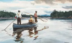 Ogden Pleissner, Playing a Fish, Watercolor