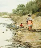 Clark Hulings, Washing Clothes in a Canal, Oil on board