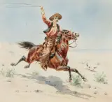 Herman Hansen, Cowboy with a Lasso, Watercolor