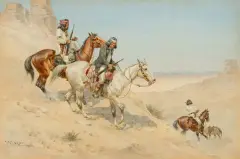 Herman Hansen, Apache Scouts Trailing, Watercolor