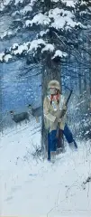 Deer Hunter by Michael Coleman, Gouache, sold Jun 2020