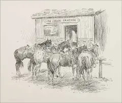Joe Beeler, Oak Creek Tavern, Pen & Ink