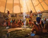 John Cox, Crazy Horse Shirt Wearers Ceremony, Oil on canvas