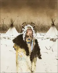 Michael Coleman, Split Horn Ermine Tail Bonnet, Etching an watercolor