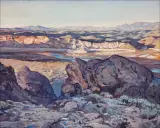 Lon Megargee, Arroyo Vista, Oil on board