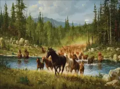 Gary Lynn, Montana Horse Wranglers, Oil on canvas