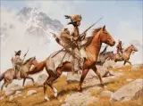 Blackfeet Traverse by Frank McCarthy, Oil on board, sold Apr 2021