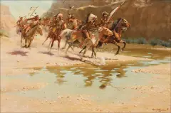 Harvey Johnson, On the Attack, Oil on board
