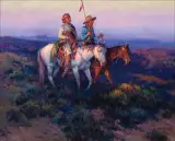 Joe Beeler, Navajo Raiders, Oil on canvas