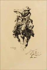 William Robinson Leigh, Stampede (study), Pen & Ink