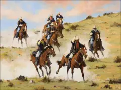 Richard Thomas, Charge, Oil on canvas