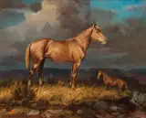 Spooks by Olaf Wieghorst, Oil on canvas, sold Apr 2021