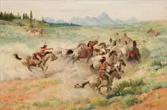 John Clymer, Wild Horses, Oil on board