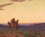 Burning the Hogan by Edgar Alwin Payne, Oil on canvas, sold Apr 2021
