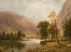 Albert Bierstadt, Star King Mountain, Oil on paper mounted on board