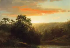 Sunset – Demarest NJ by Albert Bierstadt, Oil on board, sold Apr 2021