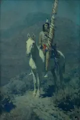 Frank Tenney Johnson, Indian Scout in Moonlight, Watercolor