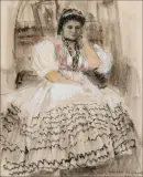 Leon Gaspard, Portrait of Noula Karavas, Toas 1957, Pastel