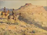 Edward Borein, Flat Top Riders, Watercolor