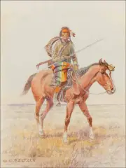 Olaf Carl Seltzer, Indian on Horseback, Watercolor