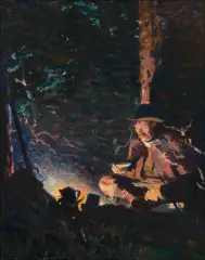 William H. Dunton, Evening Meal – The Hunter’s Supper, Oil on canvas
