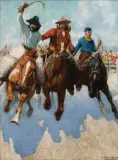 William H. Dunton, Three Montana Cowboys, Oil on canvas